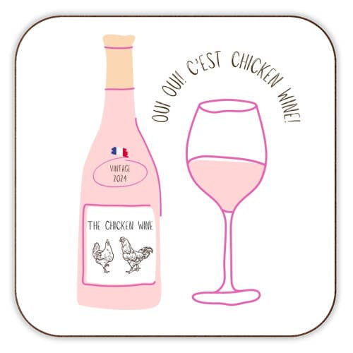 Coaster: Cork Back Chicken Wine - Pink - Art Wow