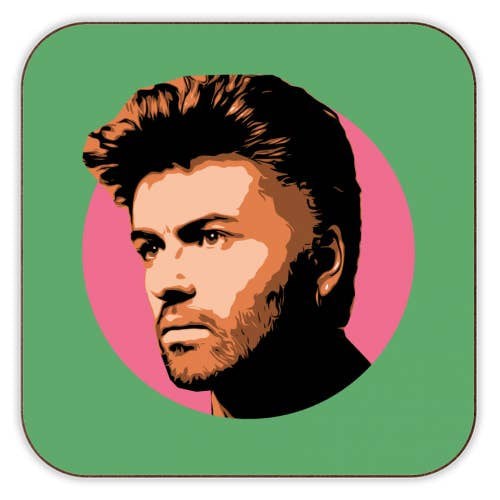 Coaster: Cork Back George Michael - Green - Art Wow