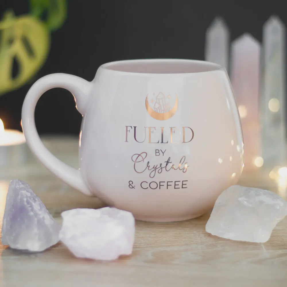 Mug: Ceramic  Crystals & Coffee - Pink & Gold - Something Different