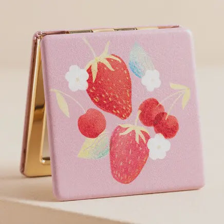 Compact Mirror: Strawberries - Pink - Lisa Angel