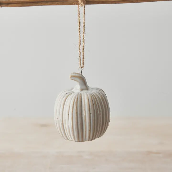 Hanging Dec: Ceramic Pumpkin Natural - Cream - Gainsborough Giftwareb