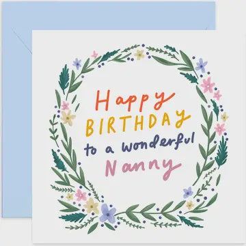 Nanny Card: Wonderful  Floral Wreatgh - Multicolour - Old English Company