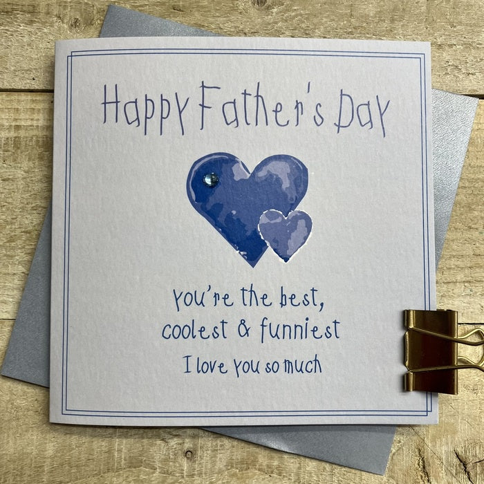 Father's Day Card: 2 Hearts Blue