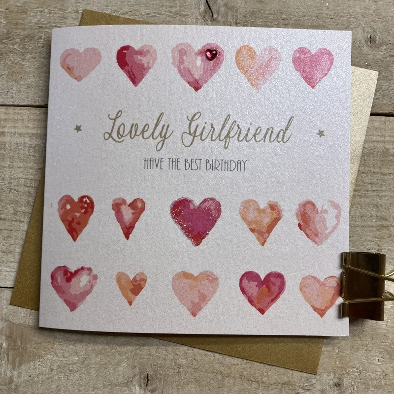 Girlfriend Card: Lots Of Hearts - White Cotton Cards