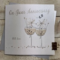 Anniversary Card: Coupe Glasses  - White Cotton Cards