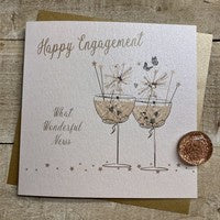 Engagement Card: Engagement Coupe Glasses - White Cotton Cards