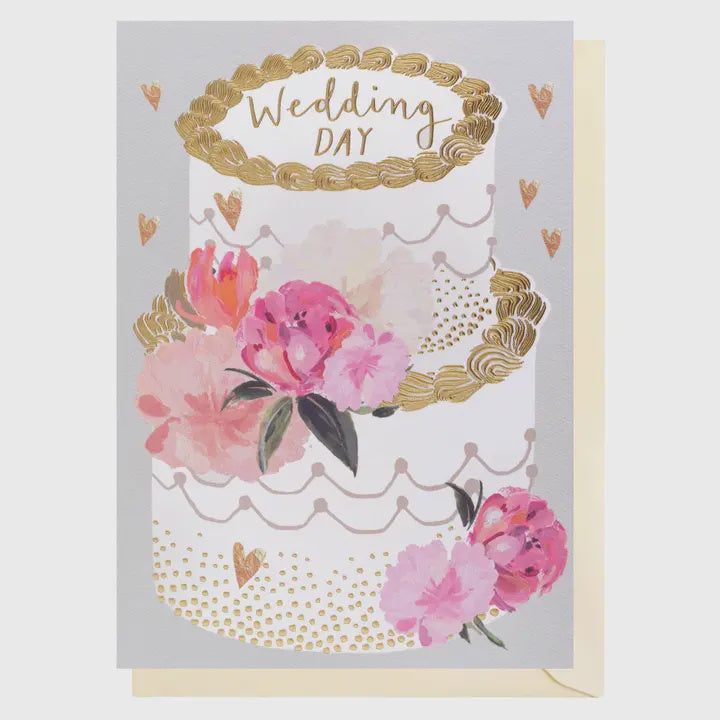 Wedding Card:  Wedding Day Cake GOLD FOIL - Louise Tiler