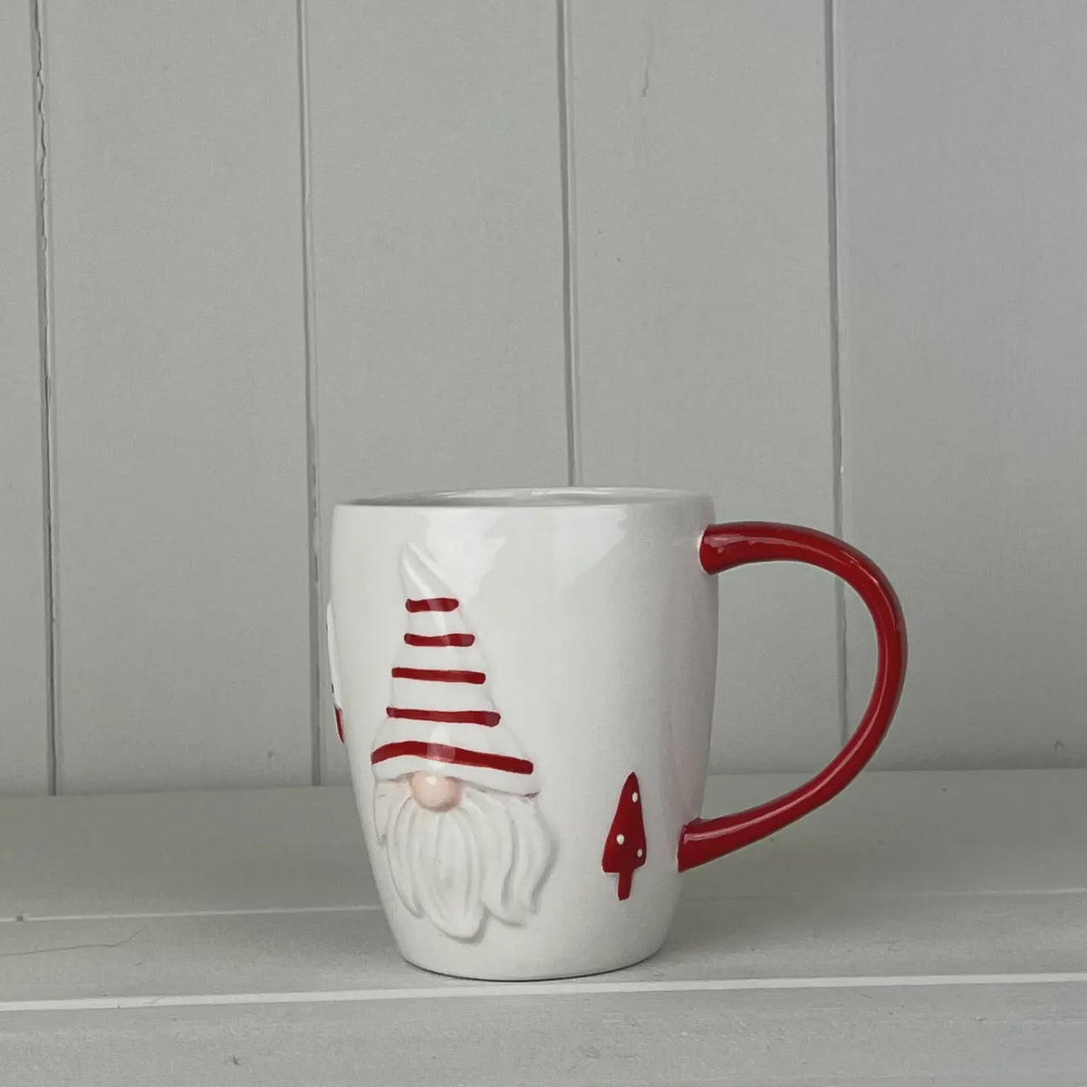 Christmas Mug: Ceramic Gonk - White & Red - Satchville Gift Co