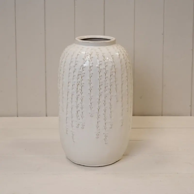 Vase: Ceramic Ribbed - Cream - Satchville