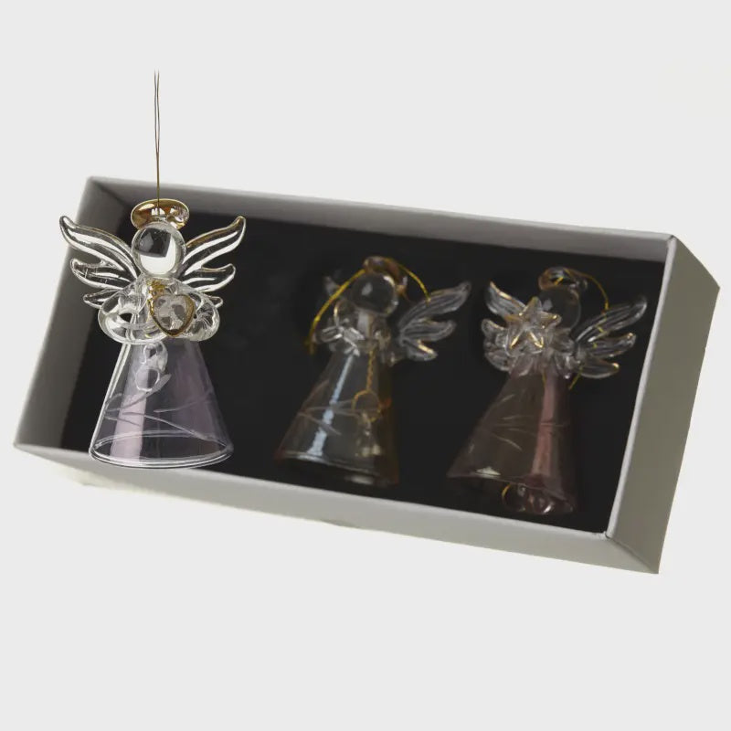 Christmas Tree Decoration: Glass Angel Skirt With Bells - Clear - Heaven Sends