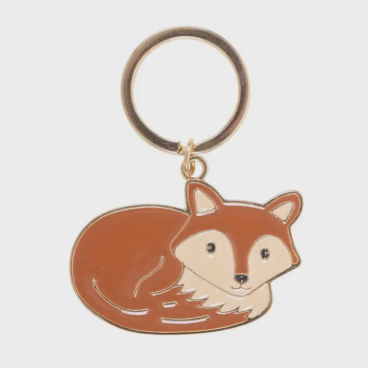 Keyring: Enamel and Stainless Steel Fox -Brown - Something Different