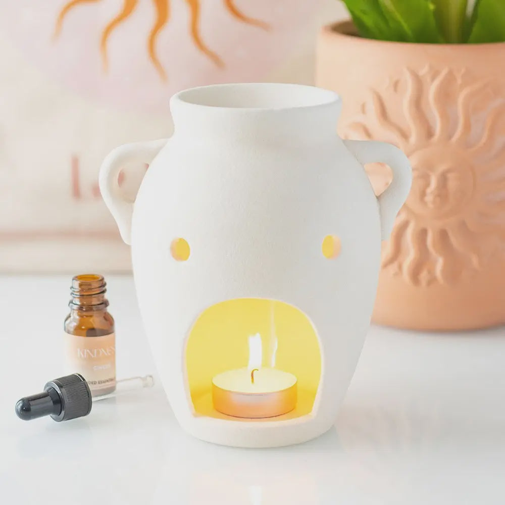 Oil Burner Wax Melter: Dolomite Vase Shaped - White - Something Different