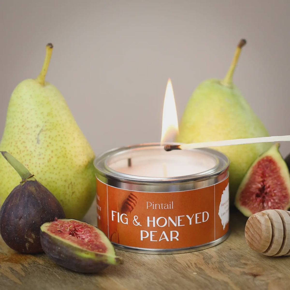 Candle: Scented Tin 14 hrs - Fig & Honeyed Pear - Pink Wax - Pintail