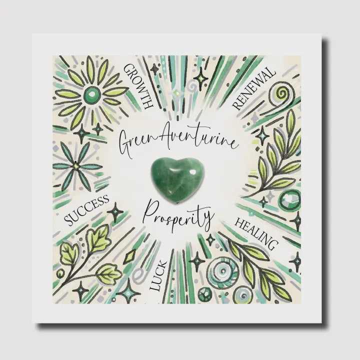 Birthday Card: Love Green Aventurine Keepsake Gemstone - Green  - Marine B
