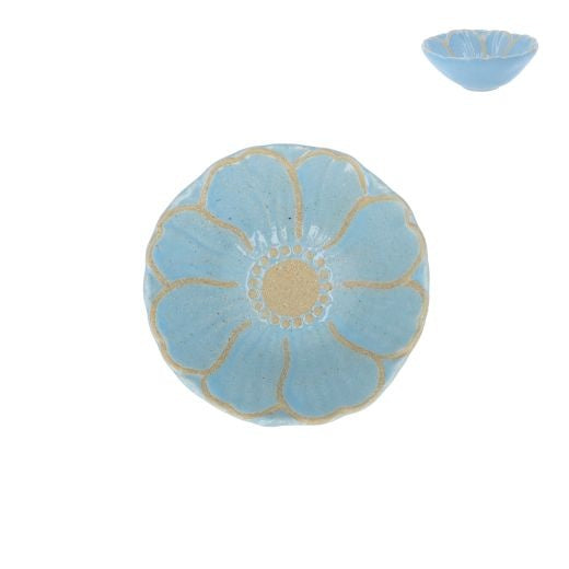 Decorative Bowl: Stoneware Flower Mini  - Blue - Gisela Graham