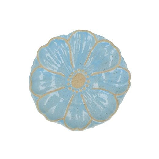 Decorative Plate: Stoneware Flower Small - Blue - Gisela Graham