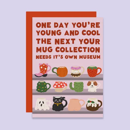 Birthday Card: Mug Collection Funny - Tikkled Pink