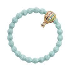 Hairband Bracelet: Stretch Bubble Elastic with Gold Diamante Air Balloon - Mint Green - By Eloise