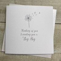 Thinking Of You Card: Dandelion Big Hug White Cotton Cards