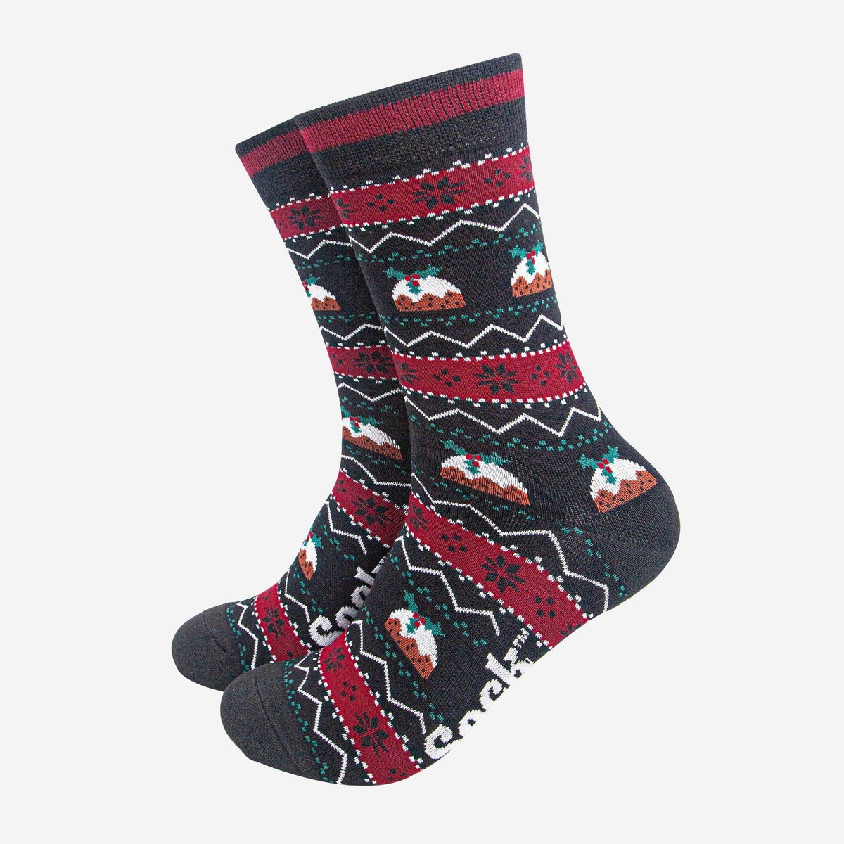 Men's Socks: Bamboo  Christmas Pudding Fair Isle - Black - Sock Talk