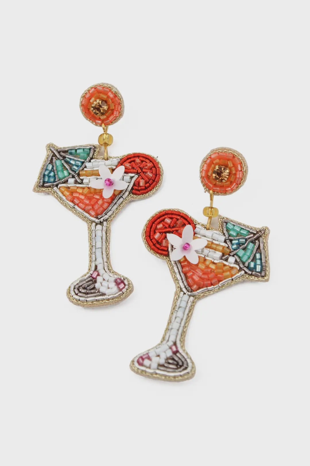 Earrings: Drop Handmade Beaded Orange Cocktails - Orange - My Doris