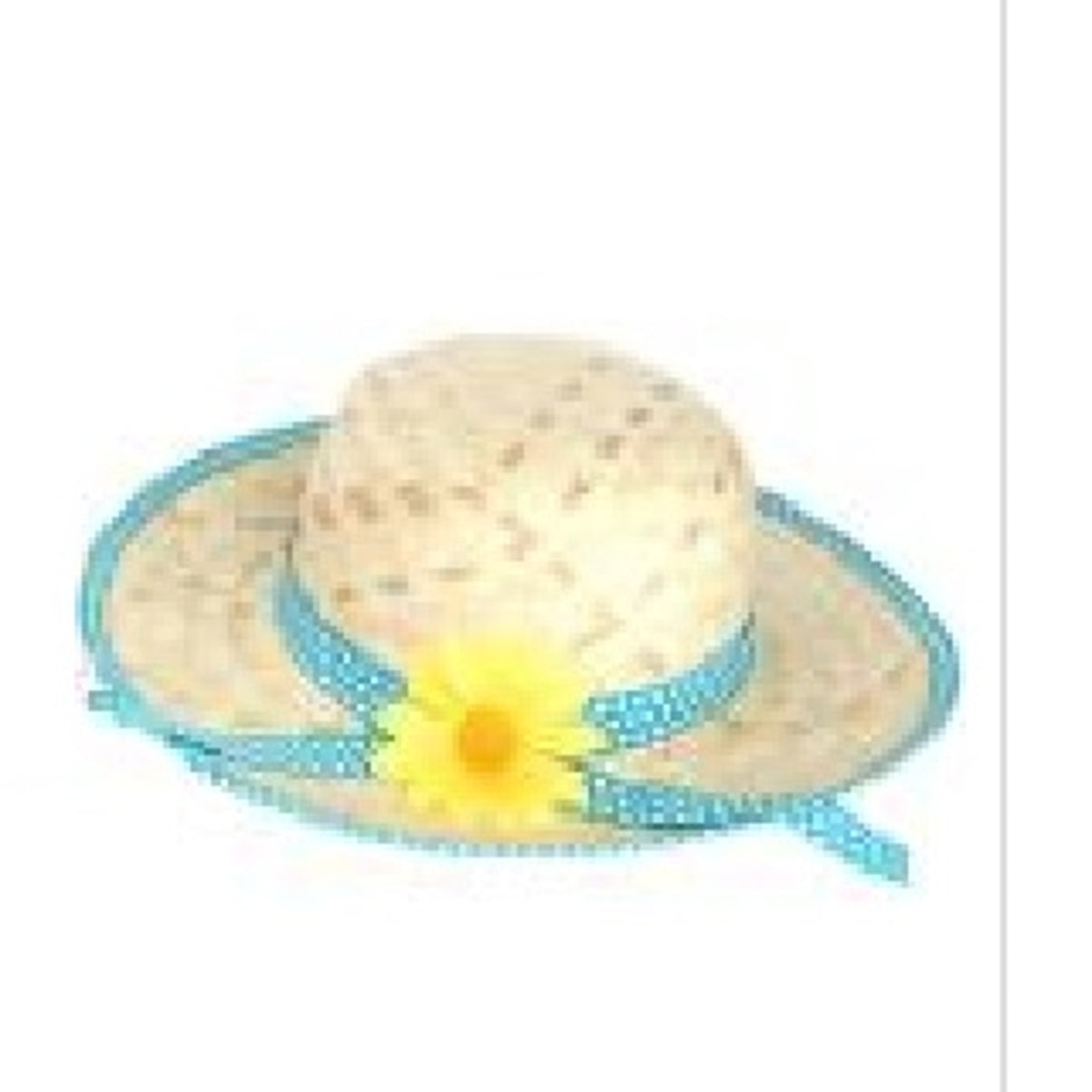 Easter Bonnet: Straw Hat with Yellow Flower and Ribbon - Blue - Gisela Graham