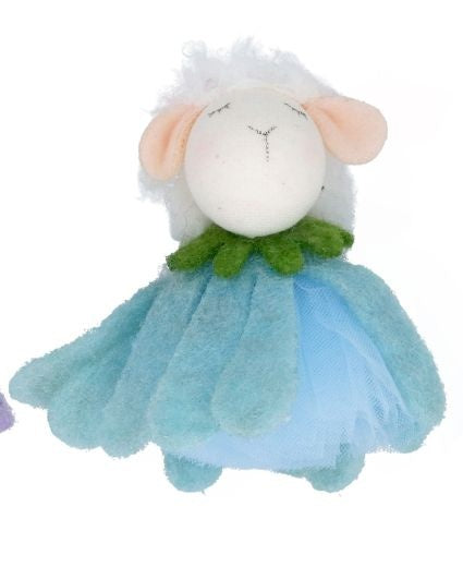 Easter Hanging Dec: Fabric Lamb Petal Dress - Blue - Gisela Graham