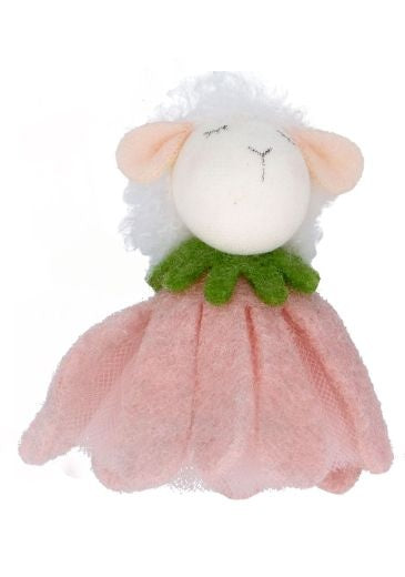 Easter Hanging Dec: Fabric Lamb Petal Dress - Pink - Gisela Graham
