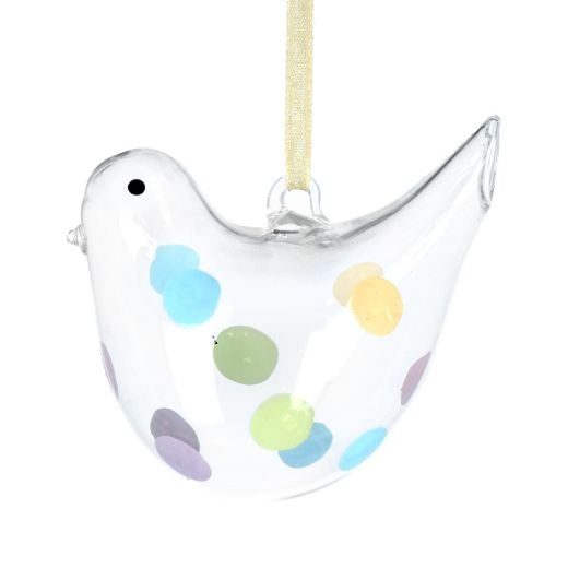 Easter Hanging Dec: Glass Bird Spot - Pastel - Gisela Graham