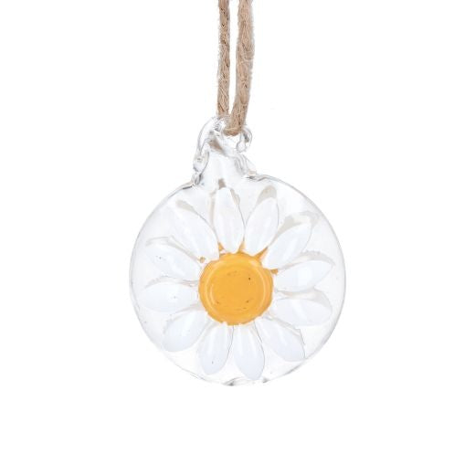 Easter Hanging Dec: Glass Disc Daisy - Clear - Gisela Graham