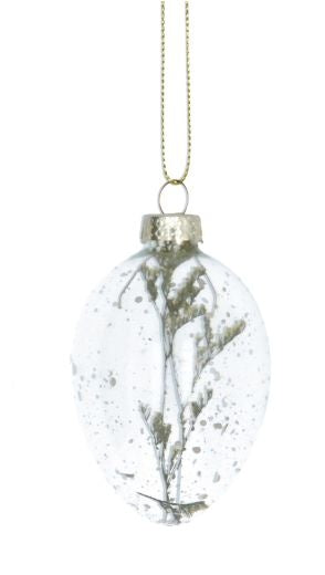 Easter Hanging Dec: Glass Egg Dried Flowers - Green & Clear - Gisela Graham