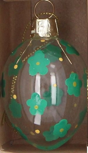 Easter Hanging Dec: Glass Egg Flowers - Green - Gisela Graham