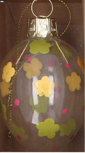 Easter Hanging Dec: Glass Egg Flowers - Yellow - Gisela Graham