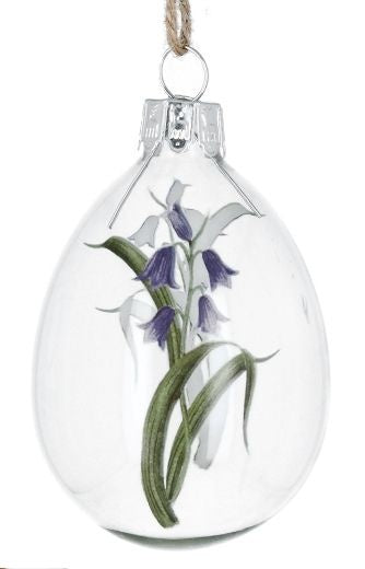 Easter Hanging Dec: Glass Egg Primavera Flower - Purple & Clear - Gisela Graham