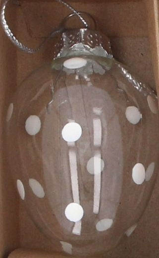 Easter Hanging Dec: Glass Egg Spot Clear - White & Clear - Gisela Graham