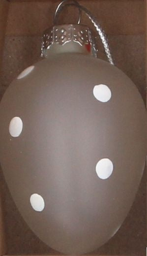 Easter Hanging Dec: Glass Egg Spot Frosted - White & Clear - Gisela Graham