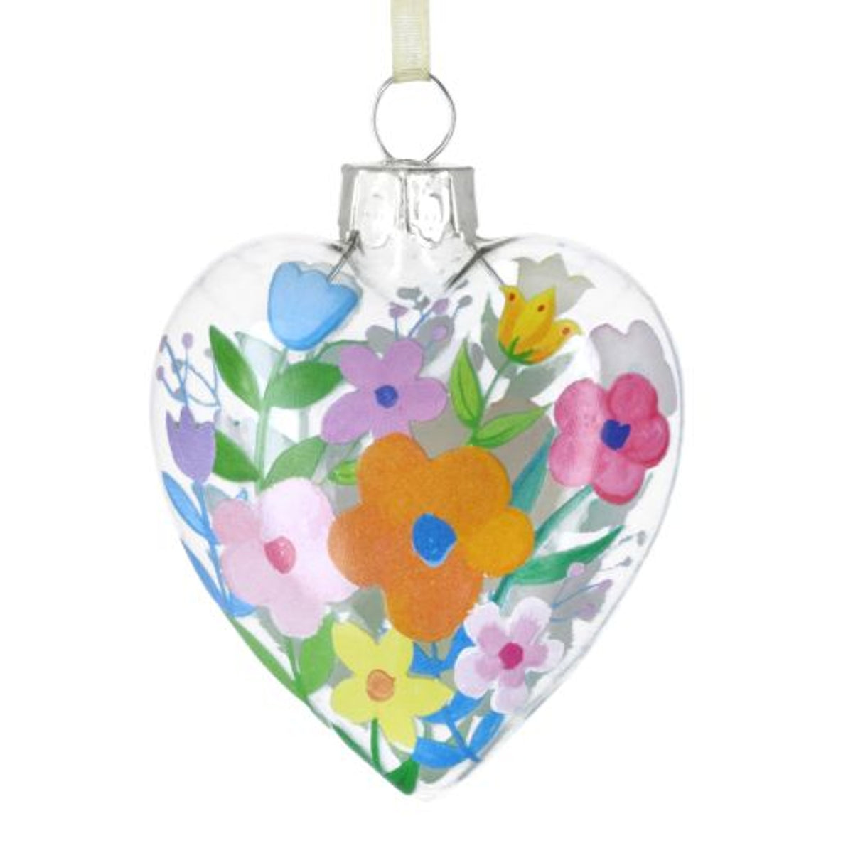 Easter Hanging Dec: Glass Heart Flowers - Pastel - Gisela Graham