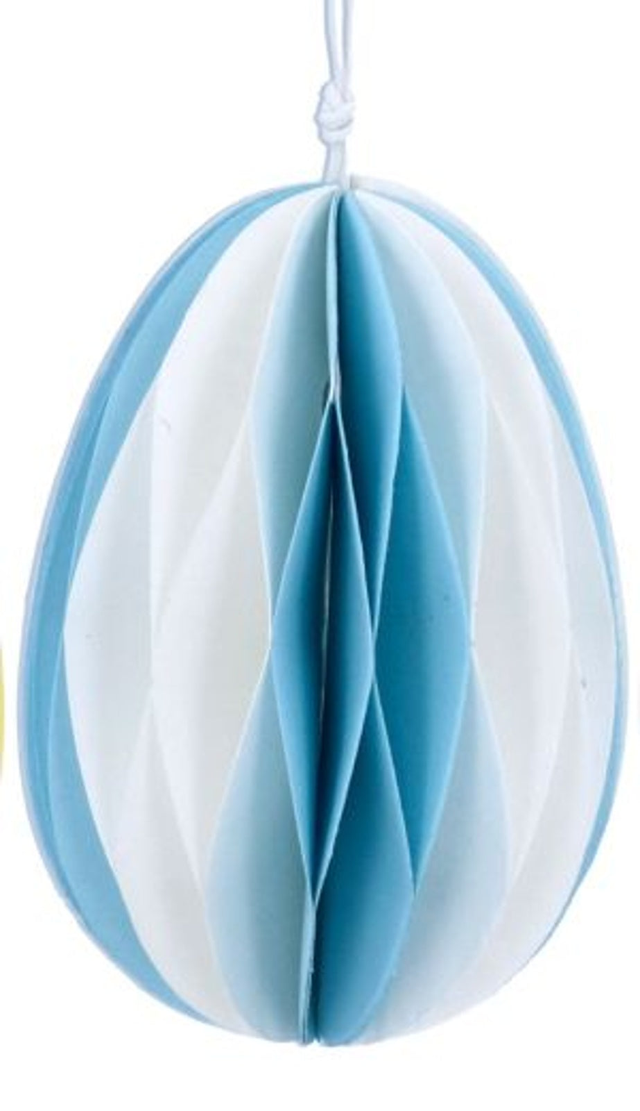 Easter Hanging Dec: Paper Egg Striped Honeycomb - Blue - Gisela Graham
