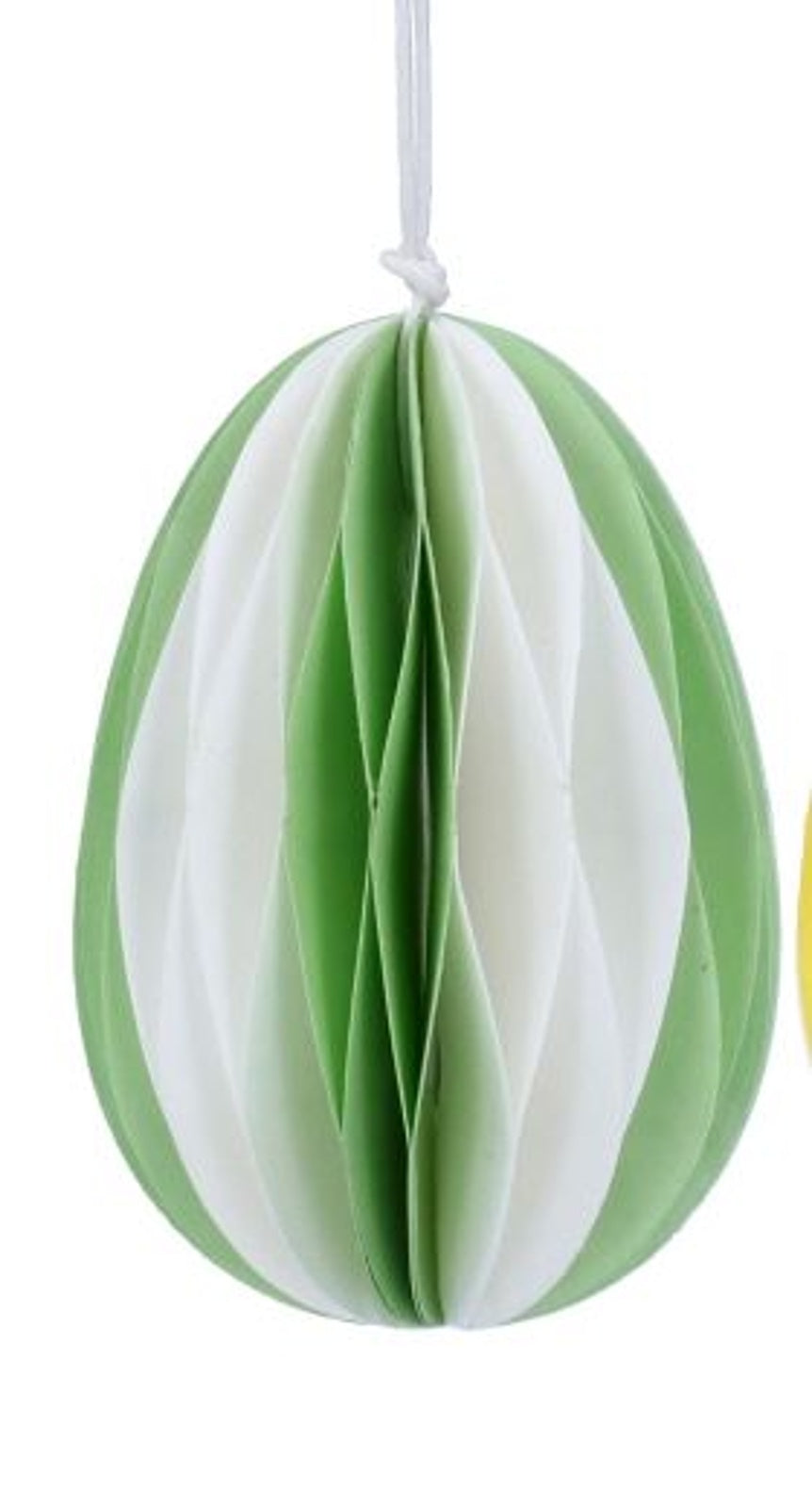 Easter Hanging Dec: Paper Egg Striped Honeycomb - Green - Gisela Graham