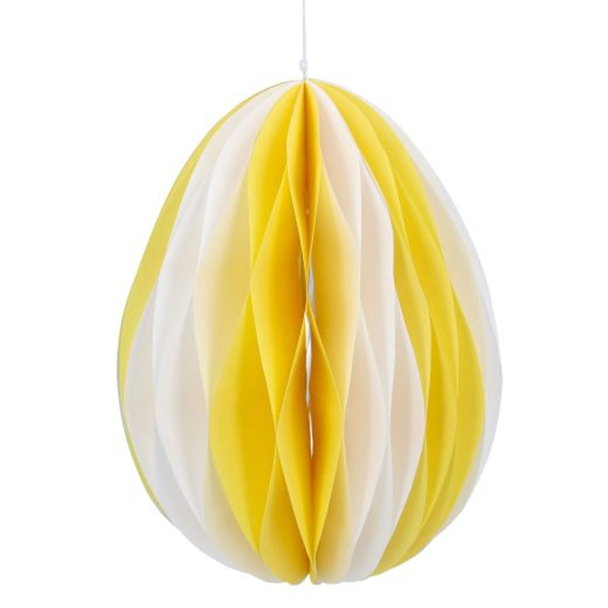 Easter Hanging Dec: Paper Egg Striped Honeycomb - Yellow - Gisela Graham