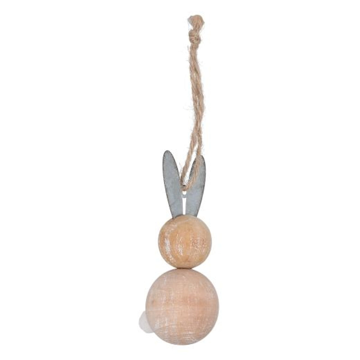 Easter Hanging Dec: Wood Bunny Tin Ears - Natural - Gisela Graham