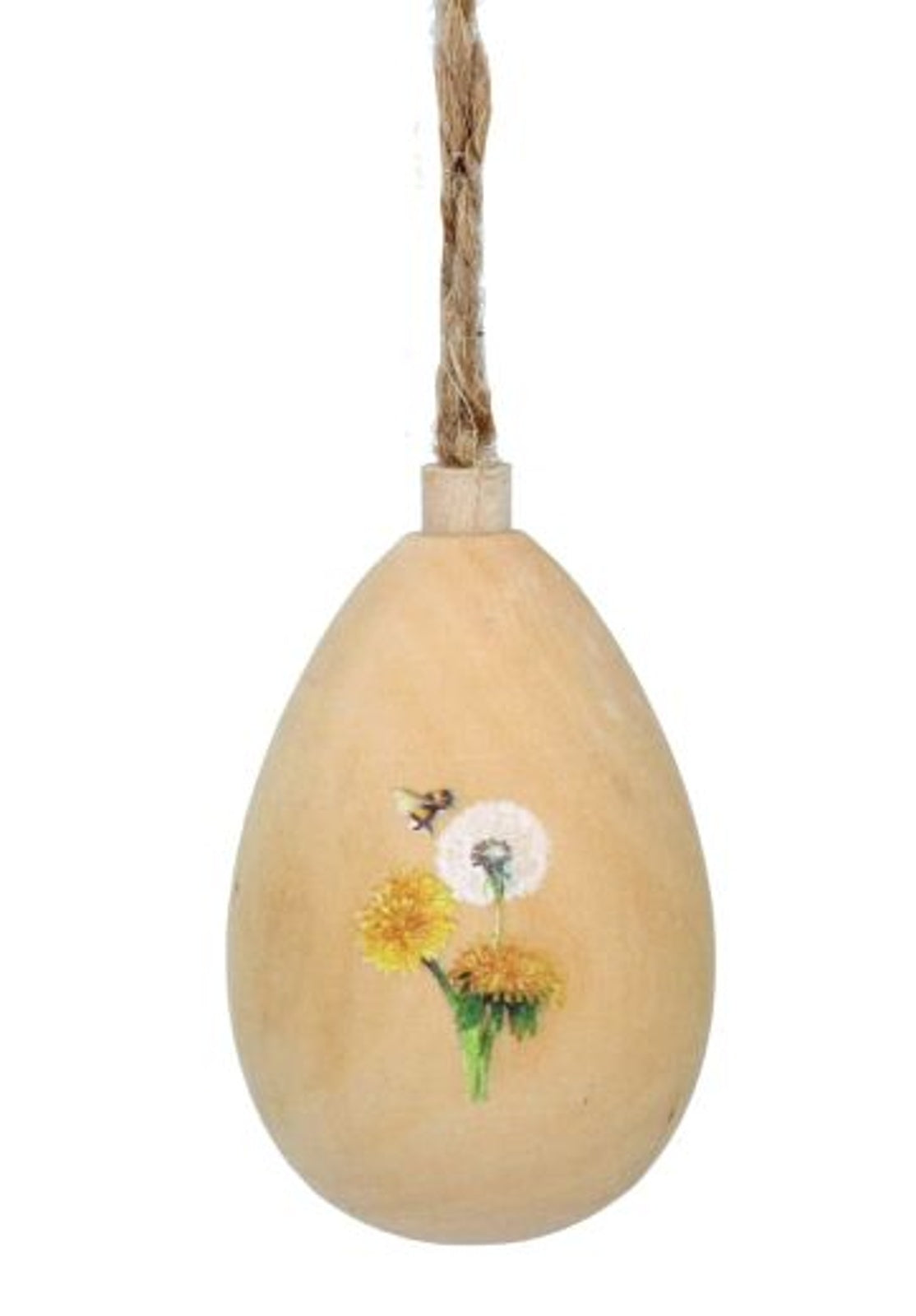 Easter Hanging Dec: Wood Egg Dandelion & Bee - Natural - Gisela Graham