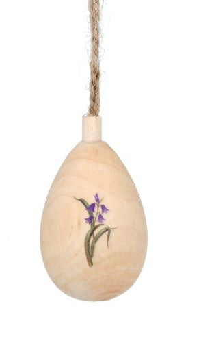 Easter Hanging Dec: Wood Egg Primavera Flower - Purple & Natural - Gisela Graham