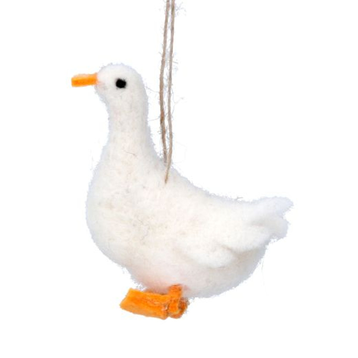 Easter Hanging Dec: Wool Goose  - White - Gisela Graham