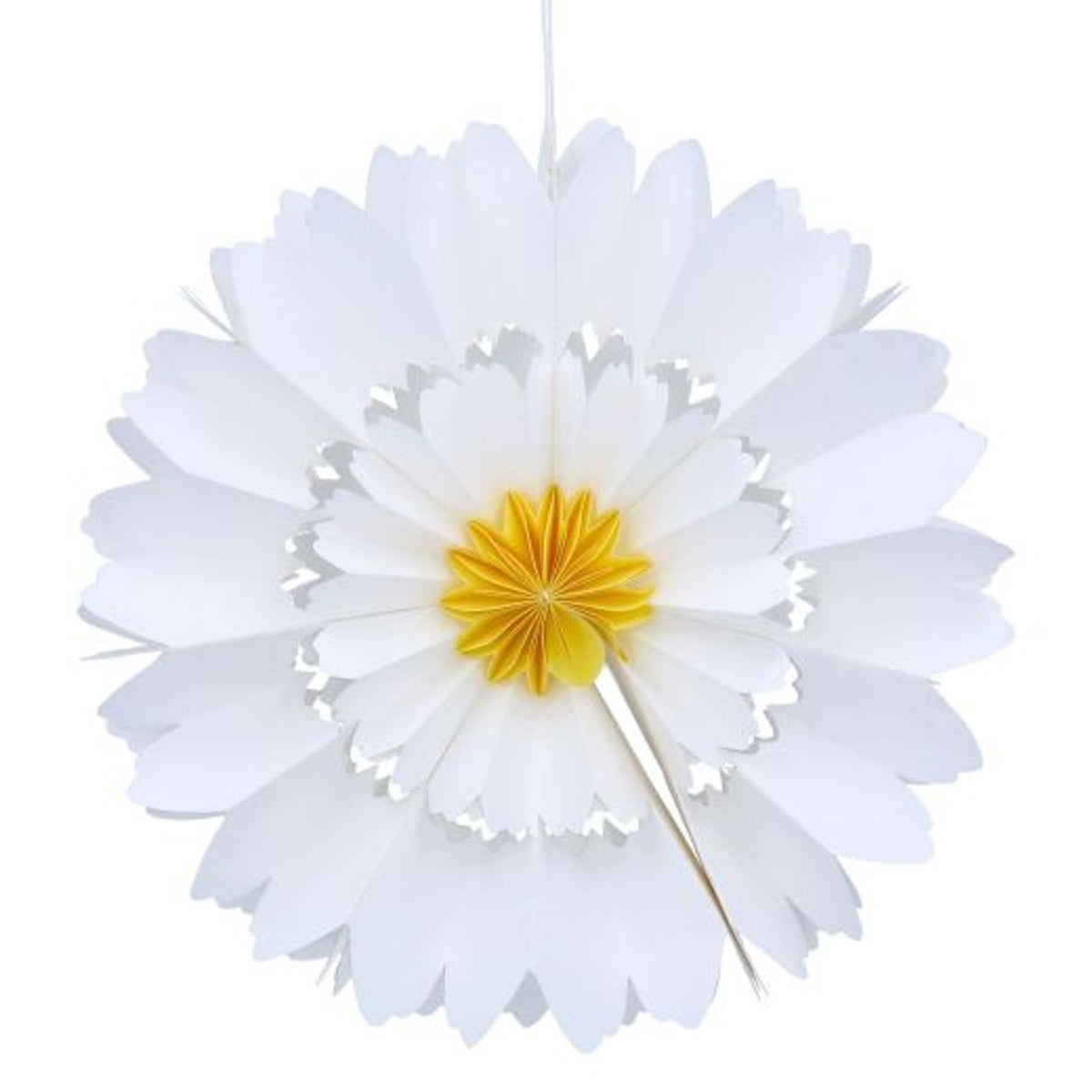 Easter Large Hanging Dec: Paper Flower Multi Petal - White - Gisela Graham