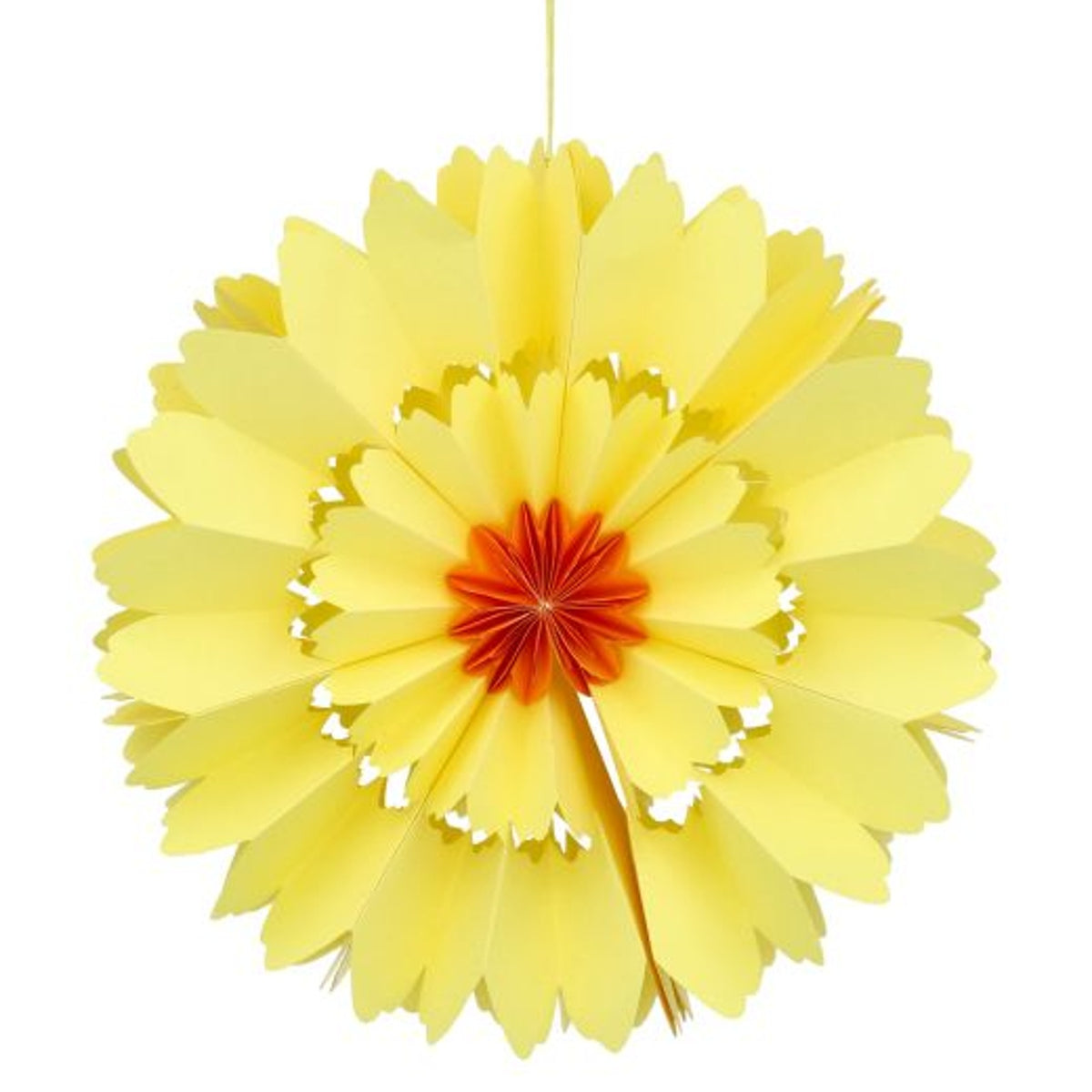 Easter Large Hanging Dec: Paper Flower Multi Petal - Yellow - Gisela Graham
