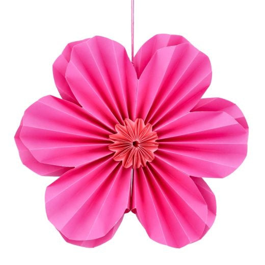 Easter Large Hanging Dec: Paper Flower Six Petal - Pink - Gisela Graham