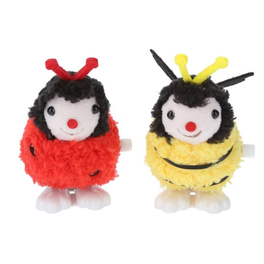 Easter Toy: Plush Jumping Wind Up Toy Ladybird or Bee - Yellow or Red - Gisela Graham