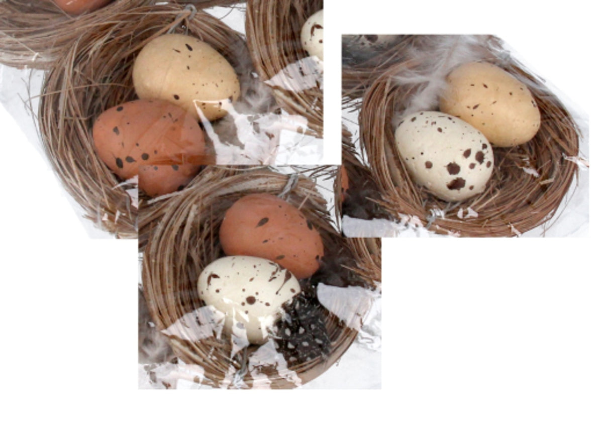 Easter Tree Decoration: Clip Nest Speckled Eggs & Feather - NATURAL WORLD - Gisela Graham