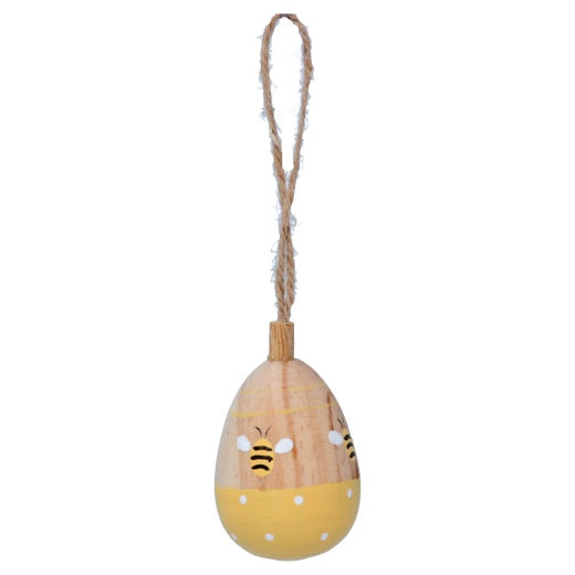 Easter Tree Decoration: Wood Egg Bee Painted Dots - BRIGHT & COLOURFUL- Yellow - Gisela Graham